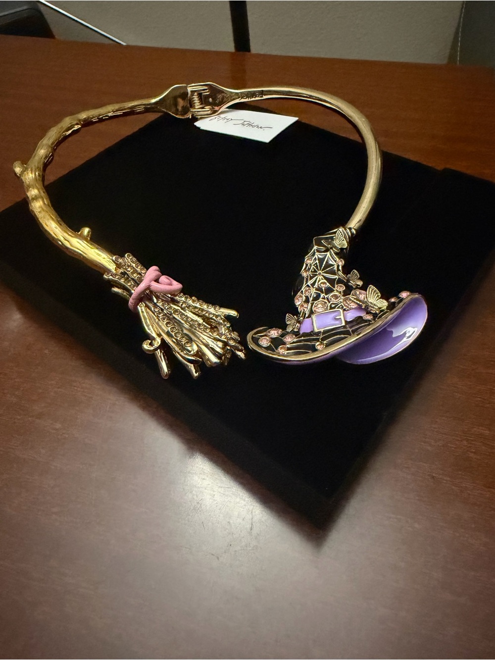 Betsey Johnson Gold-Tone Collar Necklace with Purple and Pink Enamel - Picture 2 of 5